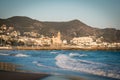 The beautiful town of Sitges, winter Spain, Landscape of the coastline in Sitges Royalty Free Stock Photo