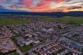 Beautiful townscape view of Dijon city at colorful sunset sky