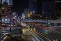 Beautiful tracers of Strip road. Night Las Vegas cityscapeview. Nevada, Las Vegas.