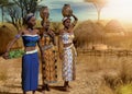 Beautiful Traditional African Women in an African Village Royalty Free Stock Photo