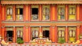 A house surrounding the Swayambhunath Stupa nepal with Traditional design Royalty Free Stock Photo