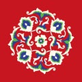 Beautiful Traditional Elegance Turkish Floral ornament. Red, green, blue, white palette