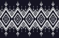 geometric pattern ikat style in white and dark blue tone. Design for fabric pattern, wallpaper, background Royalty Free Stock Photo