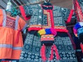 Beautiful traditional handmade clothes for sale to the tourist as the souvenir at the local market in hill tribe minority village
