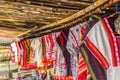 Beautiful traditional handmade clothes for sale to the tourist as the souvenir at the local market in hill tribe minority village