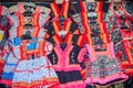 Beautiful traditional handmade clothes for sale to the tourist as the souvenir at the local market in hill tribe minority village