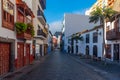 Beautiful traditional houses on the main street in the center of Santa Cruz de la Palma, Canary islands, Spain Royalty Free Stock Photo