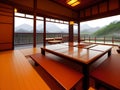 Beautiful Traditional Japanese Tea Room view in The Onsen Hot Spring Resort , AI Generated