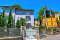 Beautiful traditional mansions on a street of Gardone Riviera Italy