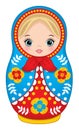 Cute Russian Matryoshka in Red and Green Colours