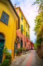 Beautiful traditional street of the Portofino, Liguria, Italy