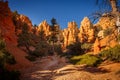 Beautiful trail between red mountain peaks in Dixie National Forest, Utah Royalty Free Stock Photo