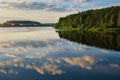 Beautiful tranquil lake with cloud reflection.