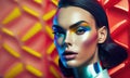 Beautiful transgender with colorful makeup portrait generative AI