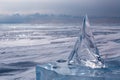 Beautiful transparent block of ice. Royalty Free Stock Photo