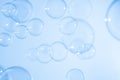 Beautiful transparent blue soap bubbles float texture background. freshness natural summer background. Royalty Free Stock Photo