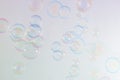 Beautiful transparent colorful soap bubbles float texture background. freshness natural summer background. Royalty Free Stock Photo