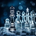 Beautiful transparent glass chess pieces - ai generated image Royalty Free Stock Photo