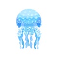 Beautiful transparent jellyfish sea creature vector Illustration on a white background