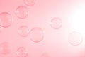 Beautiful Transparent Pink Soap Bubbles Floating in The Air. Pink Textured, Celebration Festive Romance Backdrop. Royalty Free Stock Photo