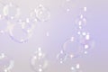 Beautiful Transparent Purple Soap Bubbles Texture on White Background Royalty Free Stock Photo