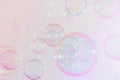 Beautiful Transparent Shiny Soap Bubbles Background. Freshness Soap Suds Bubbles Water.