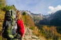 Beautiful traveler. Tatransky narodny park. Vysoke Tatry. Slovakia. Royalty Free Stock Photo