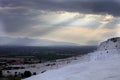 Beautiful travertine cascades, Pamukkale, Turkey