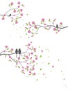 Beautiful tree branch with birds silhouette background for wallpaper sticker Royalty Free Stock Photo