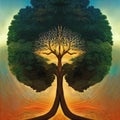 Beautiful tree of life, mythological sacred tree, spiritual healing life concept