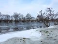 Beautiful trees near river , Lithuania Royalty Free Stock Photo