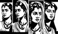 Beautiful and trendy black and white linocut pop art of an indian women Royalty Free Stock Photo