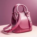 Beautiful trendy mangenta female handbag, created with generative AI