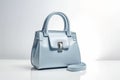 Beautiful trendy smooth youth women\'s handbag on a studio background. generative ai