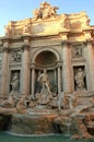 Beautiful Trevi Fountain Glows in Light of the Setting Sun