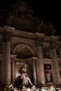 The beautiful Trevi Fountain at night in Rome Royalty Free Stock Photo