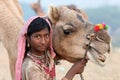 Beautiful tribal Gypsy girl at the Pushkar Camel Fair, India Royalty Free Stock Photo