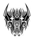 Tribal tattoo art with black evil mask