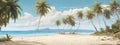 Beautiful tropical beach banner. White sand and coco palms travel tourism wide panorama background concept. Amazing beach landscap Royalty Free Stock Photo