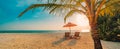 Tranquil beach scene. Exotic tropical beach landscape for background or wallpaper. Design of summer vacation holiday concept. Royalty Free Stock Photo