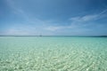 Beautiful tropical seascape with crystal clear sea water turquoise color sand blue sky. Tropical background scenic paradise Royalty Free Stock Photo