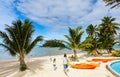 Beautiful tropical beach at exotic island in Pacific Royalty Free Stock Photo