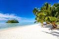 Beautiful tropical beach at exotic island in Pacific Royalty Free Stock Photo