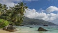 Beautiful tropical beach. Granite boulders in the turquoise ocean and on the shore Royalty Free Stock Photo