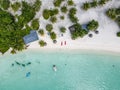 Beautiful tropical beach with palm trees and boats in the ocean