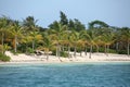 Beautiful tropical beach with turquiose sea & white sand on Green Island, Antigua, Caribbean Royalty Free Stock Photo