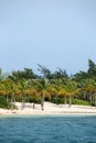 Beautiful tropical beach with turquiose sea & white sand on Green Island, Antigua, Caribbean. Vertical with copy space Royalty Free Stock Photo