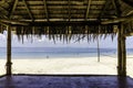 Beautiful tropical beach with white sandy beach from bamboo hut Royalty Free Stock Photo