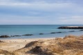 Beautiful tropical coastline with a seascape view in sunlight Royalty Free Stock Photo