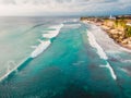 Beautiful tropical coastline with turquoise ocean and waves in Bali. Aerial view Royalty Free Stock Photo